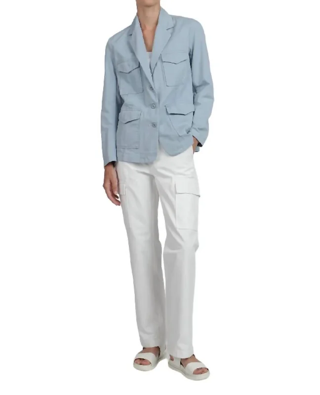 Women's Versatile Apparel Military Jacket In Sky Blue