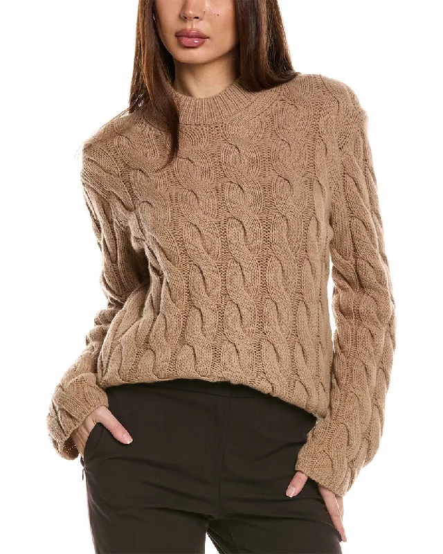 Feminine Elegance Theory Mock Cable Wool & Cashmere-Blend Pullover