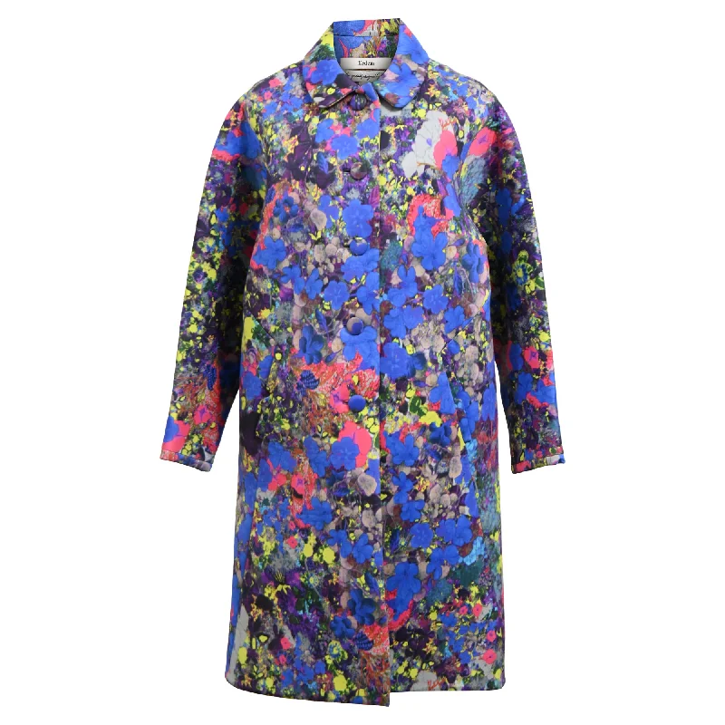 Chic Wardrobe Erdem Bonnie Printed Coat in Blue Neoprene
