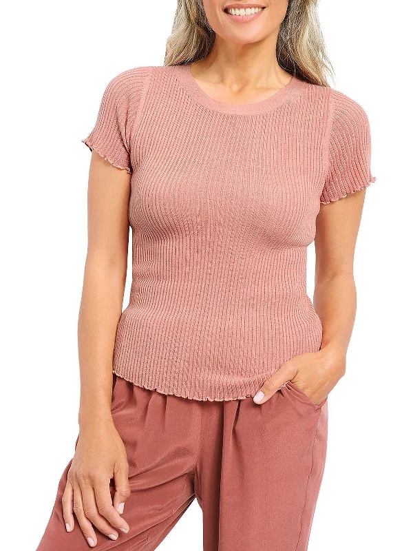 Low Price Special Josie Womens Ruffled Knit Crewneck Sweater