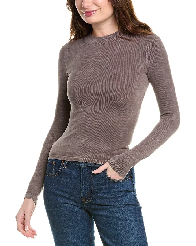 Trendy Street Style Vintage Havana Seamless Mock Neck Sweater