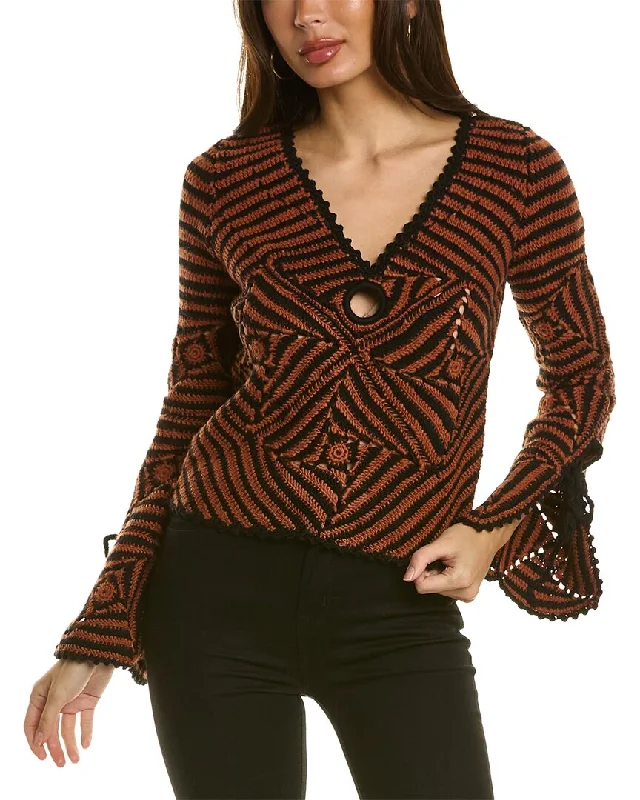 Feminine Grace SEA NY Gretel Crochet Wool Sweater