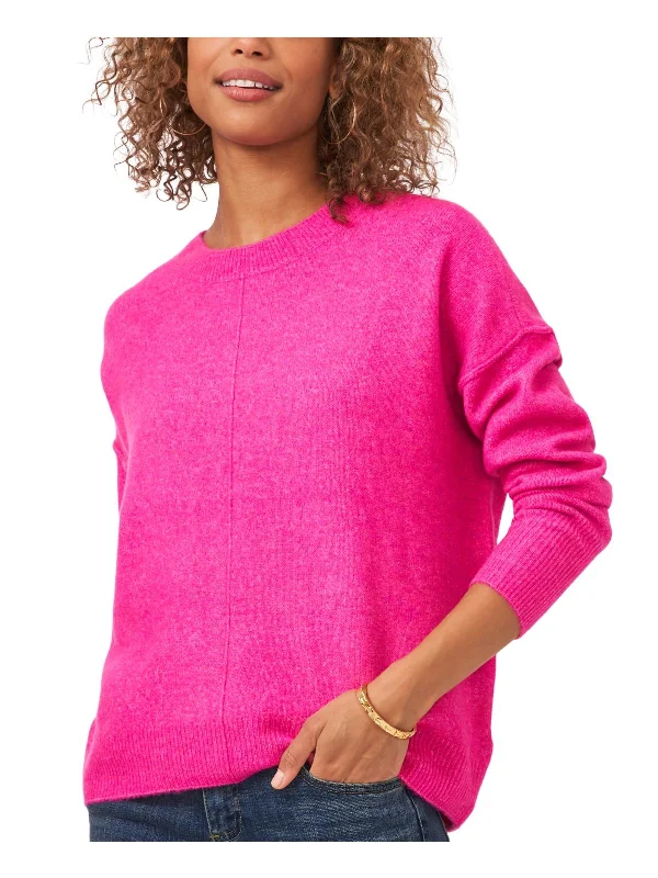 Bold Silhouette Plus Womens Ribbed Trim Knit Crewneck Sweater