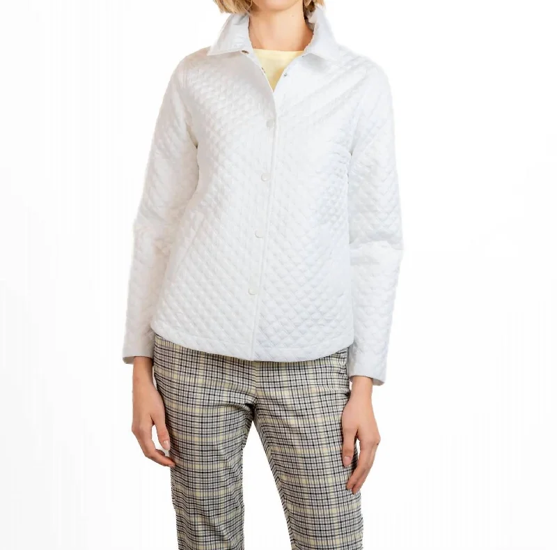 Plus-Size Women's Clothing Shirttail Quilted Jacket In White
