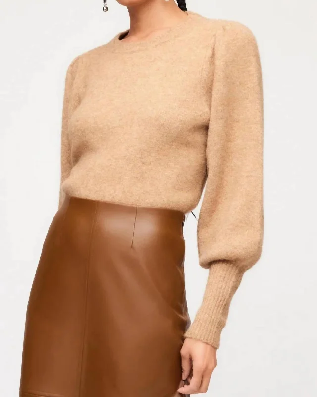 Holiday Attire Sale Lia Shirred Sleeve Sweater In Almond