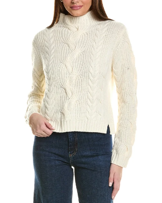 Crazy Price Slashing Hannah Rose Chunky Cable Funnel Neck Wool & Cashmere-Blend Sweater
