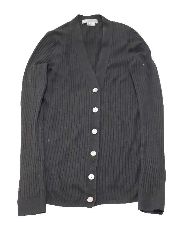 Hot Trends Vince Ribbed Cardigan in Black Rayon
