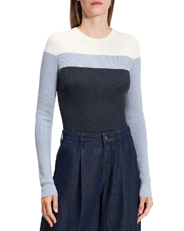 Stylish Savings Theory Mirzi Silk Stripe Top