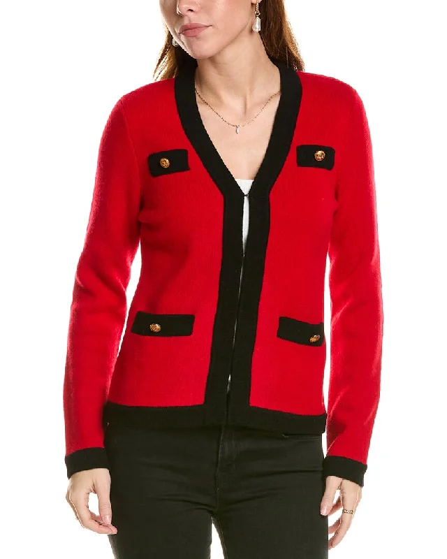 Exclusive Sale sofiacashmere Contrast Trim Wool & Cashmere-Blend Cardigan