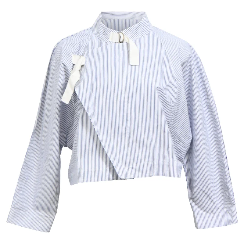 Casual Attire For Women Sea New York Striped Blouse with Buckle in Light Blue Cotton Casual Attire For Women Sea New York Striped Blouse with Buckle in Light Blue Cotton
