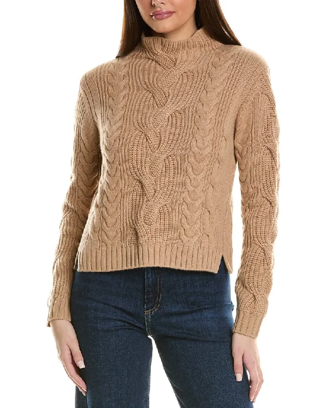 Season Sale Hannah Rose Chunky Cable Funnel Neck Wool & Cashmere-Blend Sweater