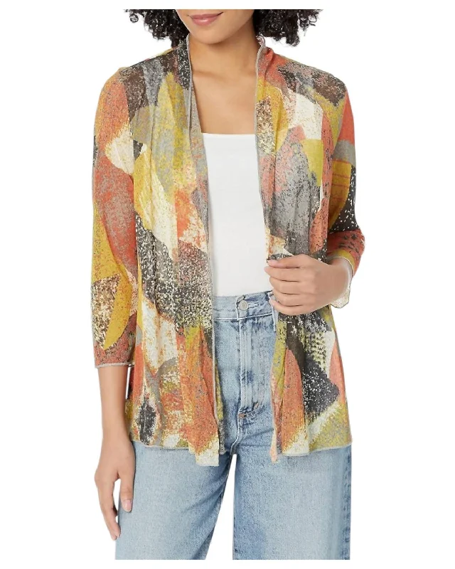 Women's Casual and Dressy Outfits Open Drape Jacket In Abstract Multi