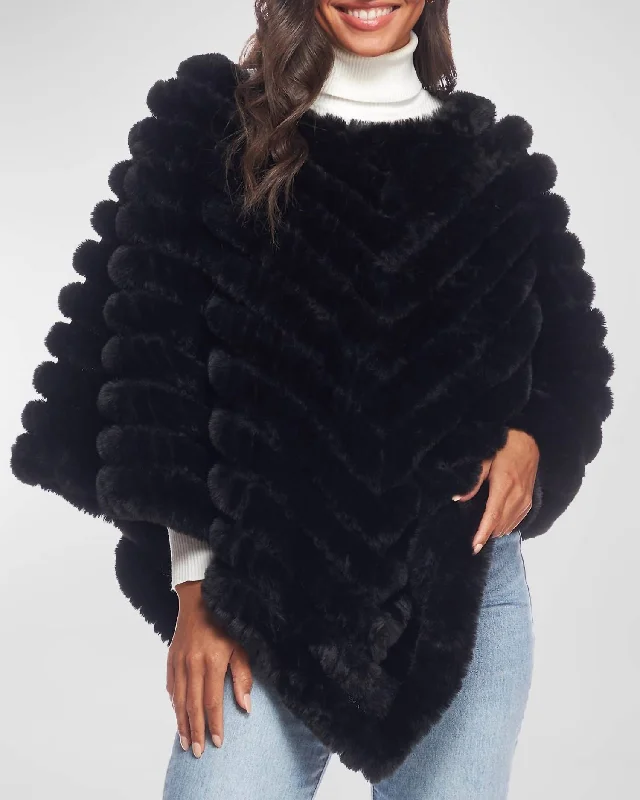 Style Beyond Borders Deluxe Fur Poncho In Black