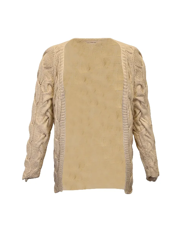 Budget Friendly Ulla Johnson Cable Knit Cardigan in Beige Wool