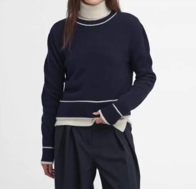 Effortless Grace Crew Neck Sweater In Navy
