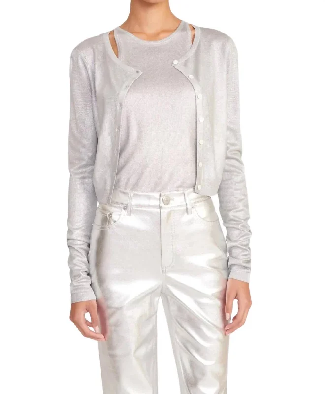 Minimalist Chic Deanna Cardigan In Silver