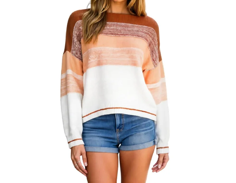 Trending Items Colorblock Knit Sweater With Relaxed Fit And Ribbed Cuffs In Multicolor