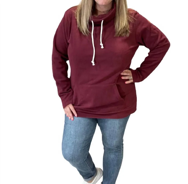 Buy More, Save More Cozy Cowl Neck Sweatshirt - Fall Colors In Burgundy