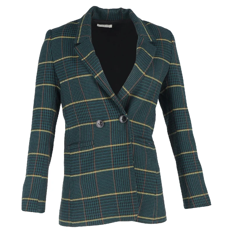 Women's Casual Outfit Anine Bing Houndstooth Double-Breasted Blazer in Green Polyester Women's Casual Outfit Anine Bing Houndstooth Double-Breasted Blazer in Green Polyester