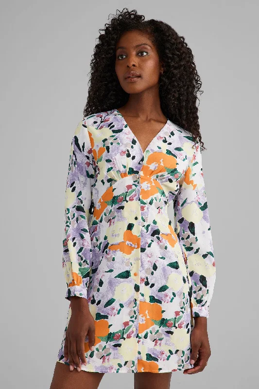 Discount Extravaganza Robe à boutons manches longues imprimée floral - Femme