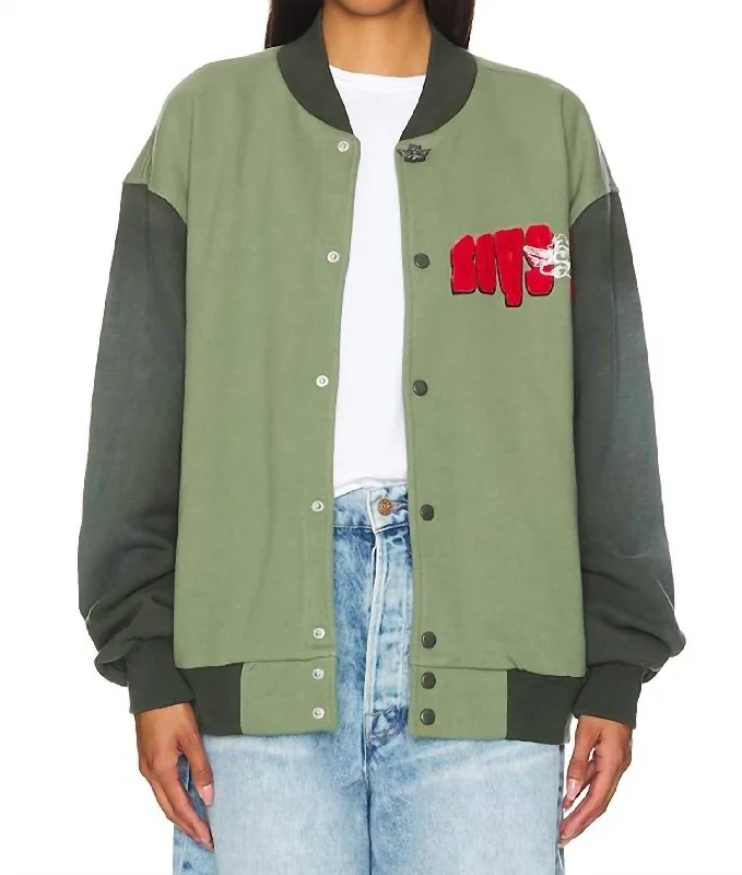 Women's Seasonal Wardrobe Clothing Varsity Jacket In Green