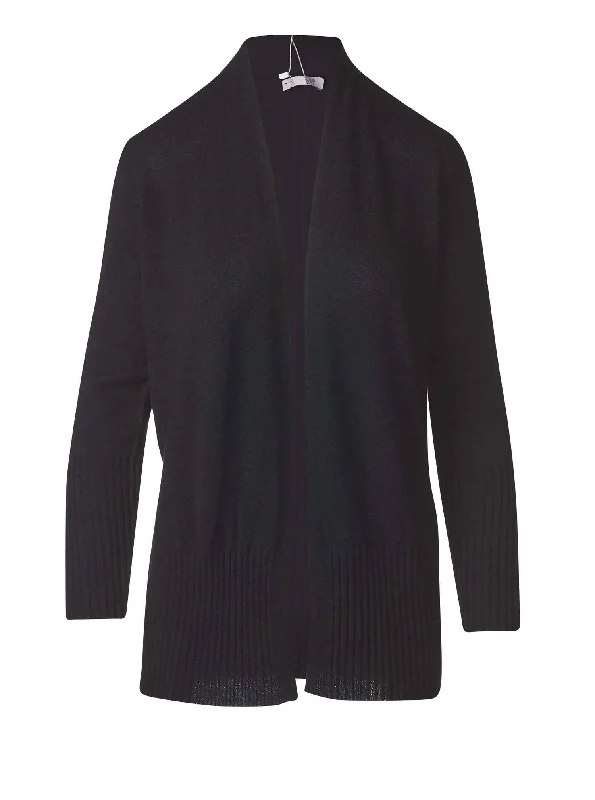 The Good Stuff Women's Rib Trim Cardigan In Black