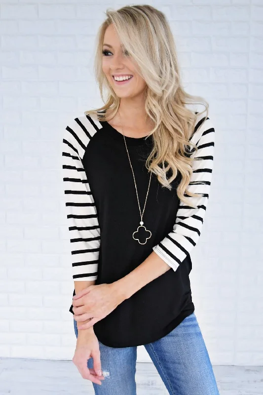Unleash Your Fashion The Feeling is Mutual Black Striped Top