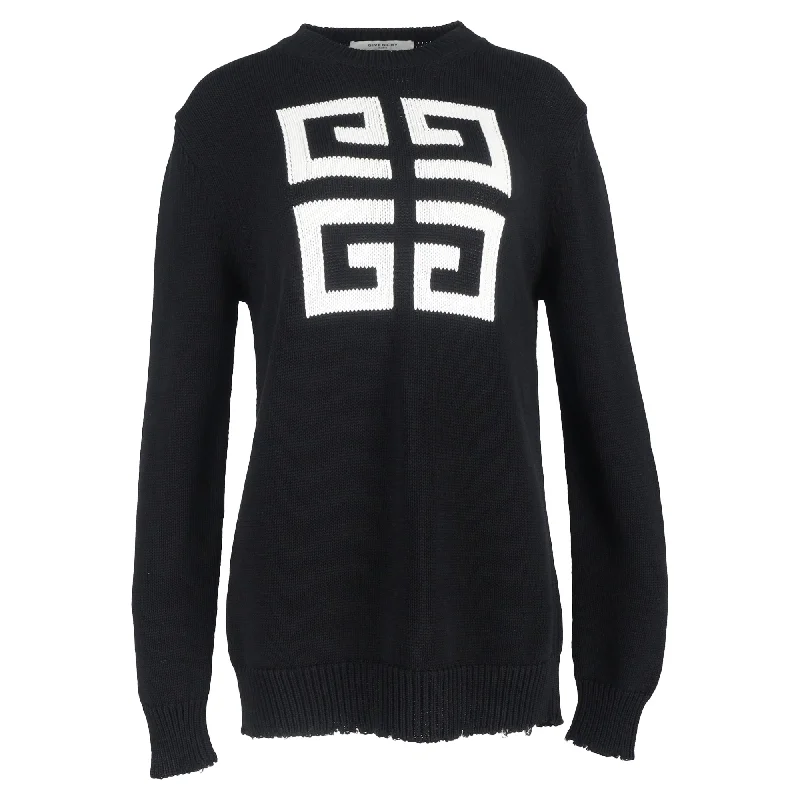 Evening Elegance Givenchy 4G Logo Knit Crew Neck Jumper in Black Cotton
