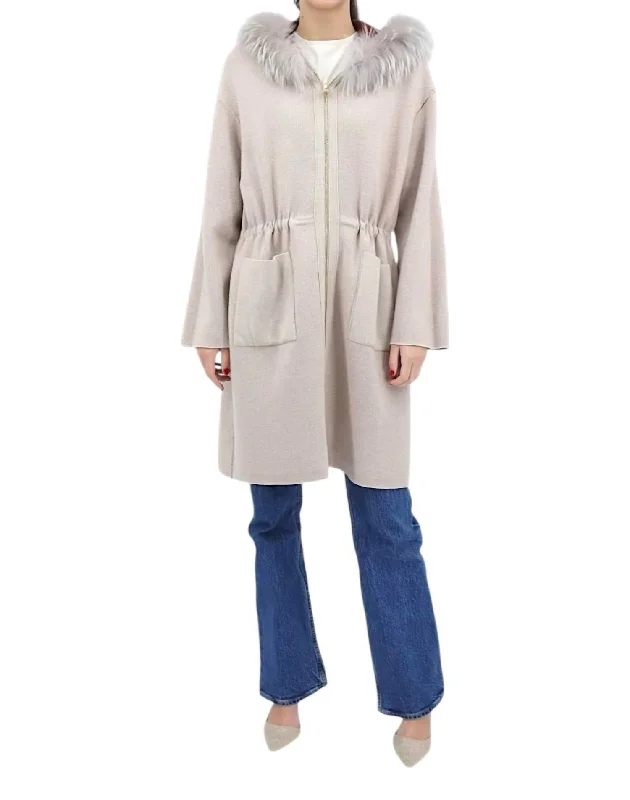 Women's Clothing For Work Reversible Knitwear Jacket In Hermes/ghiaccio