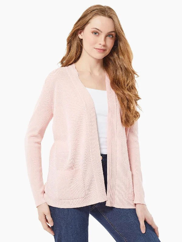 High End Designer Brands Discount Open Front Ribbed Icon Cardigan