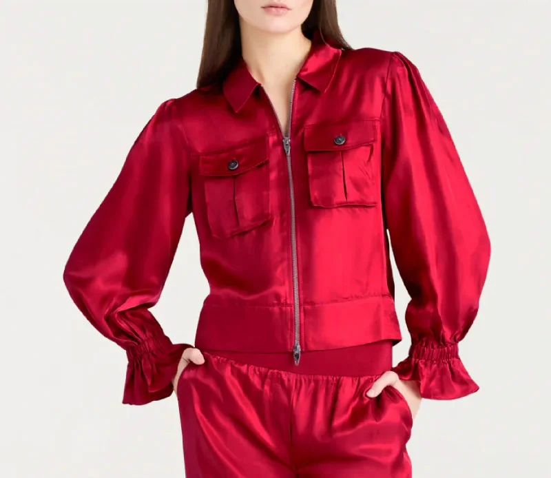 Luxury Women's Fashion Long Sleeve Holly Jacket In Red Current