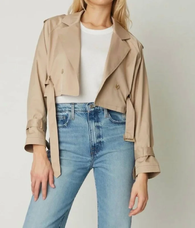 Women's Loungewear Clothes Olivia Crop Trench Jacket In Khaki
