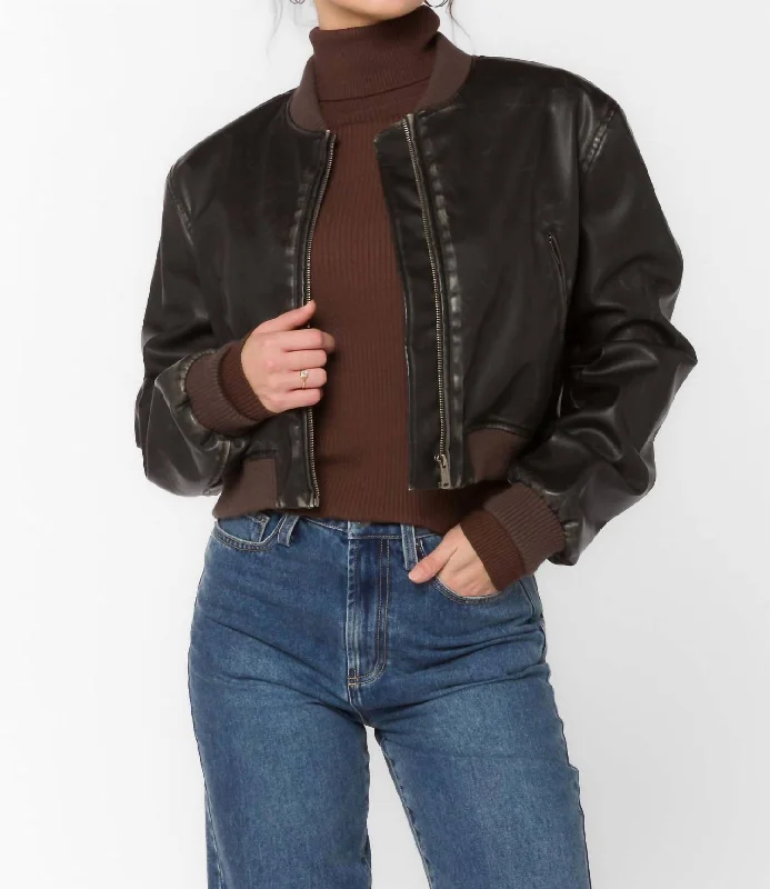 Outfits Ideas Becca Crop Bomber Jacket In Brown
