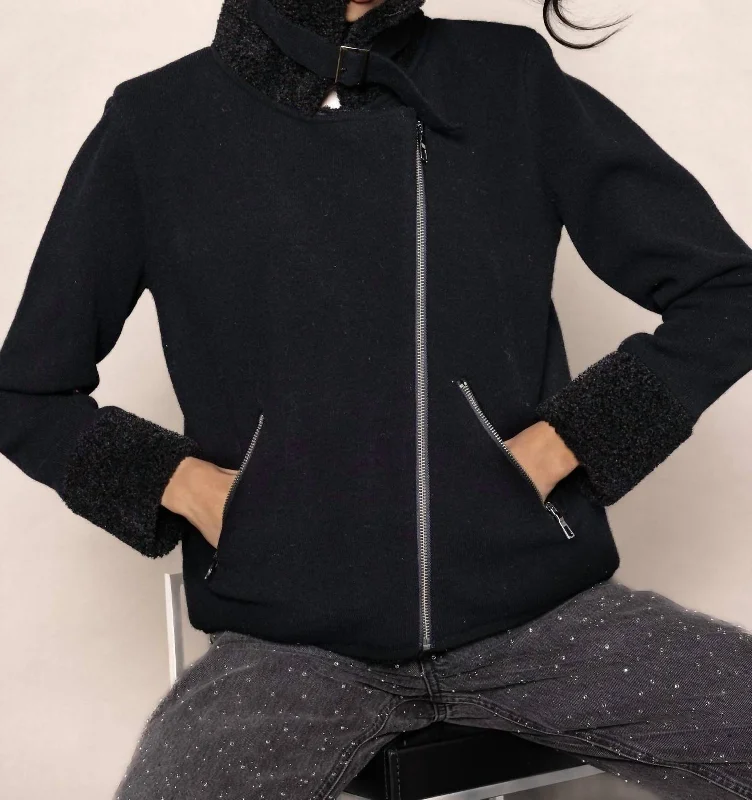 Timeless Elegance No Limits Zip Wool Jacket In Black
