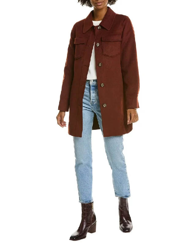 Sustainable Women's Apparel Tahari Medium Shacket Wool-Blend Trench Coat