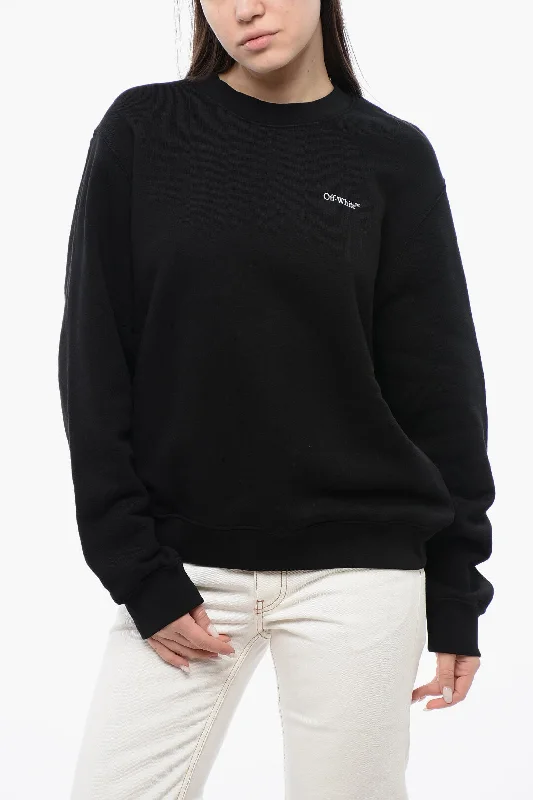 Day To Night Styles Off-White Cotton Crew-Neck Sweatshirt With Back Floral Motif