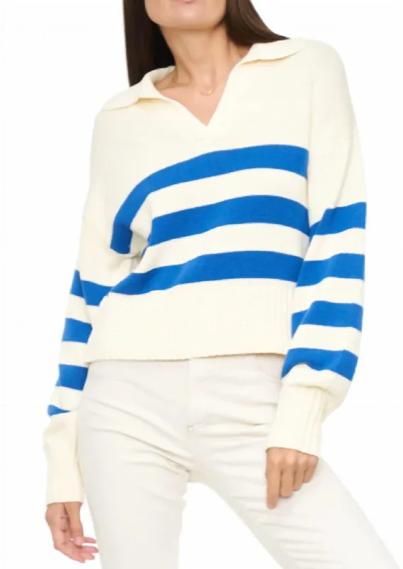 Fashionista Favorites Arlo Polo Sweater In Ivory Sea Stripe