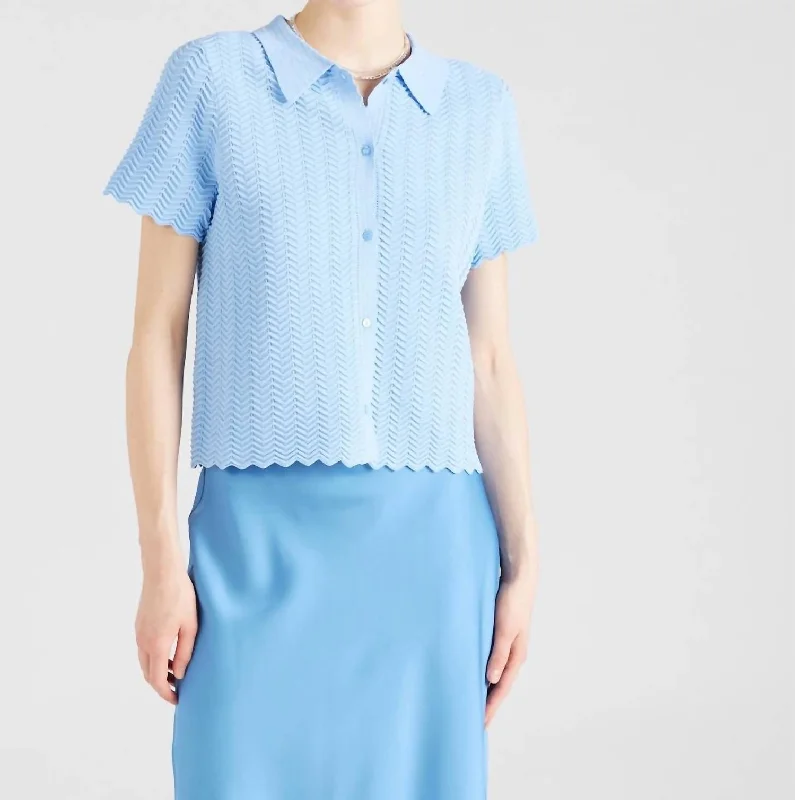 Great Prices On Feminine Styles Giblis Crochet Knit Short Sleeve Top In Light Blue