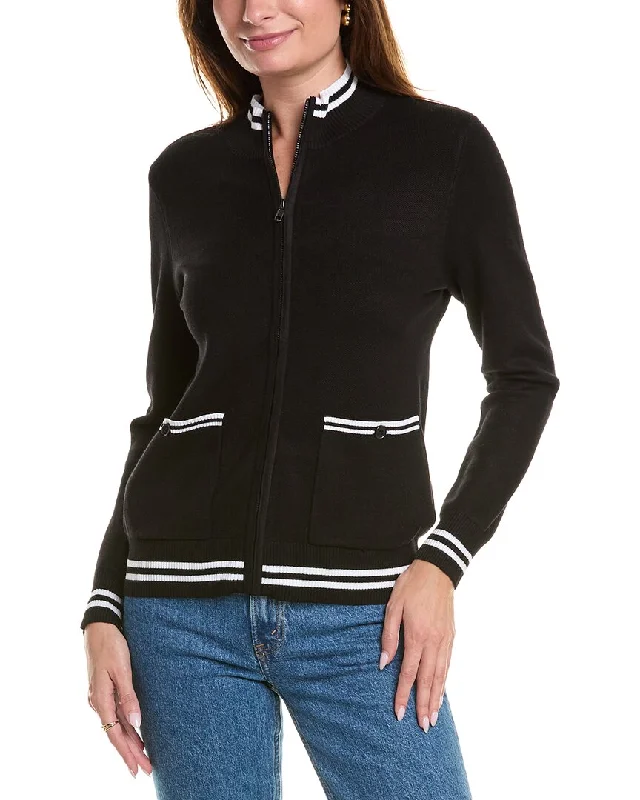 Day-To-Night Styles YAL New York Zip-Up Pocket Front Sweater