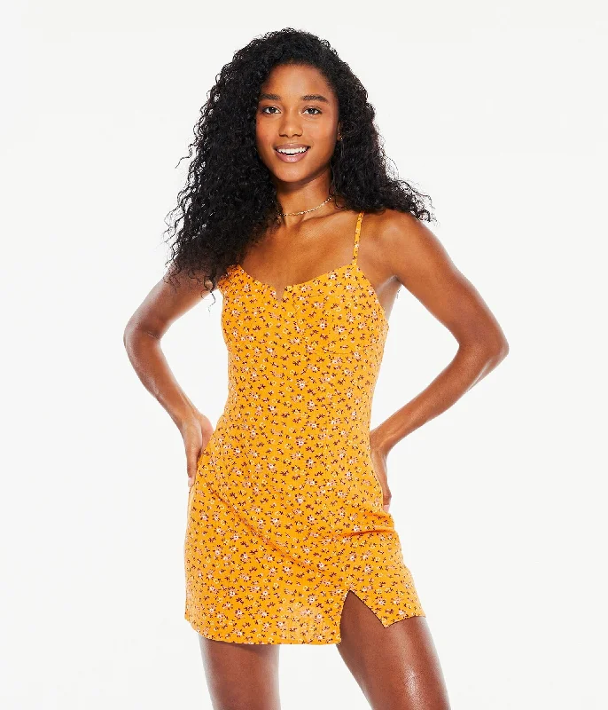 Women's Formal Event Clothing Aeropostale Floral Notch-Neck V-Wire Bustier Dress