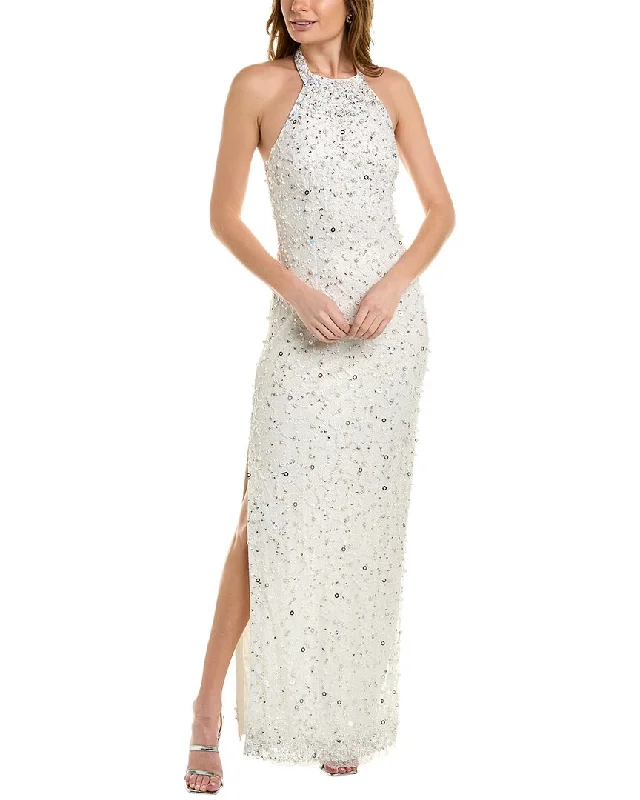Stylish Women's Apparel Aidan Mattox Halter Beaded Gown