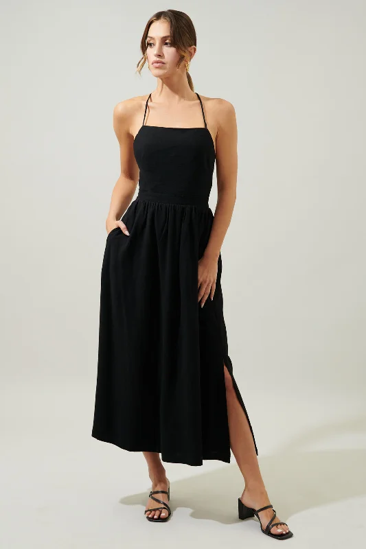 Sale On Sale Aisha Open Back Lace Up Midi Dress