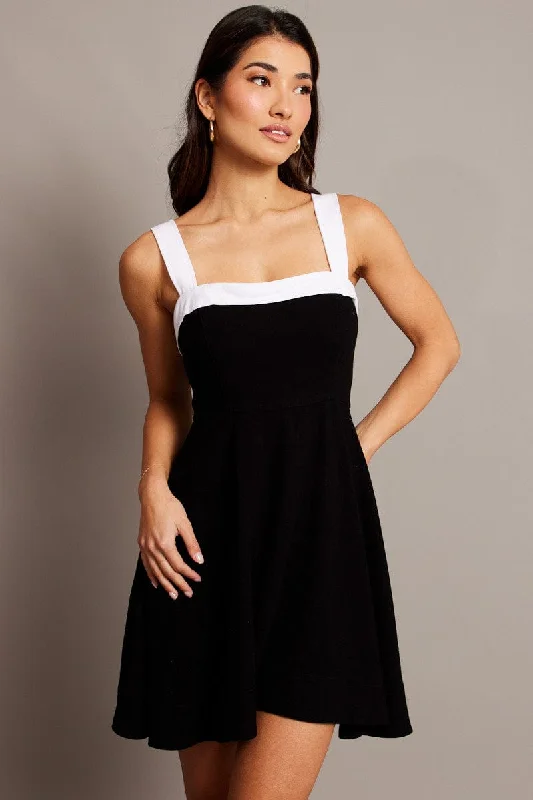 Women's Clothing Apparel Black Fit And Flare Dress Mini