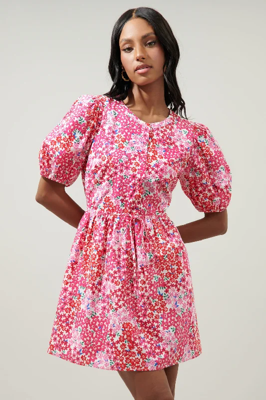 Trendy Women's Fashion Caicos Floral Alba Puff Sleeve Mini Dress