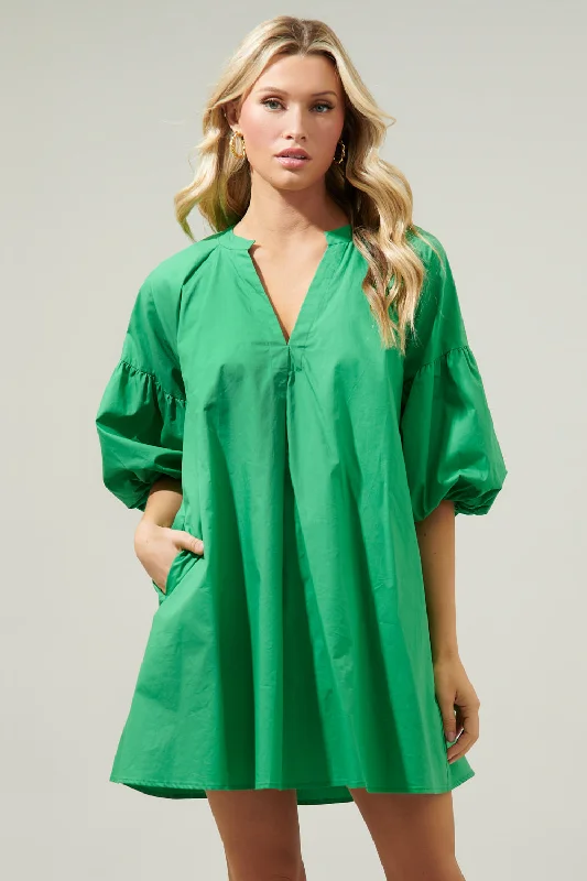 Women's Clothes For Special Occasions Check Mate Puff Sleeve Shift Dress