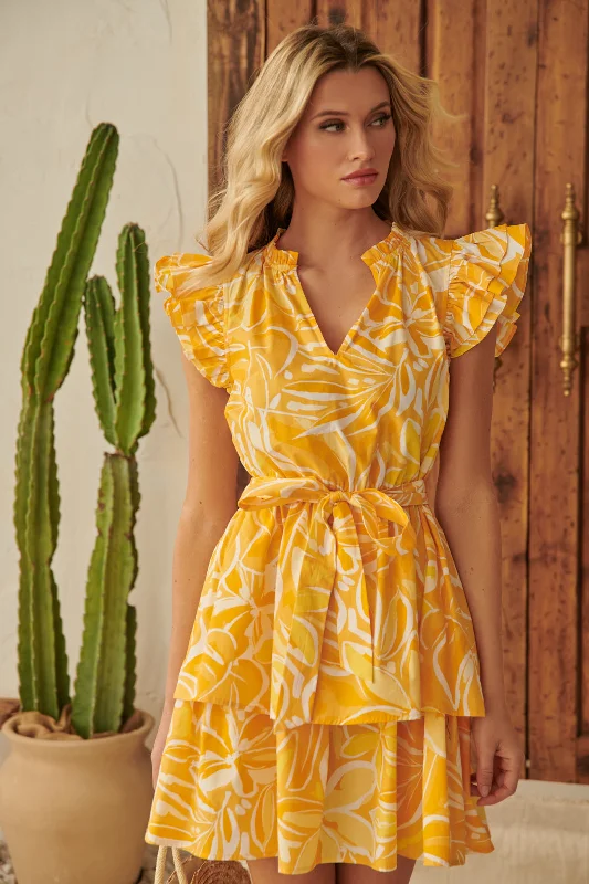 Trendy Women's Dresses Online Dayglow Tropics Marisol Tiered Mini Dress