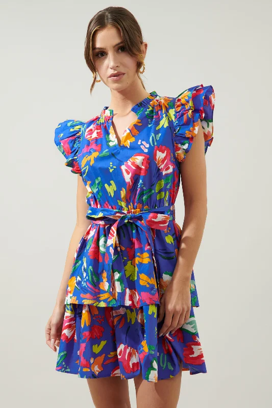 Trendy Outfits For Girls Esby Floral Strokes Marisol Tiered Mini Dress