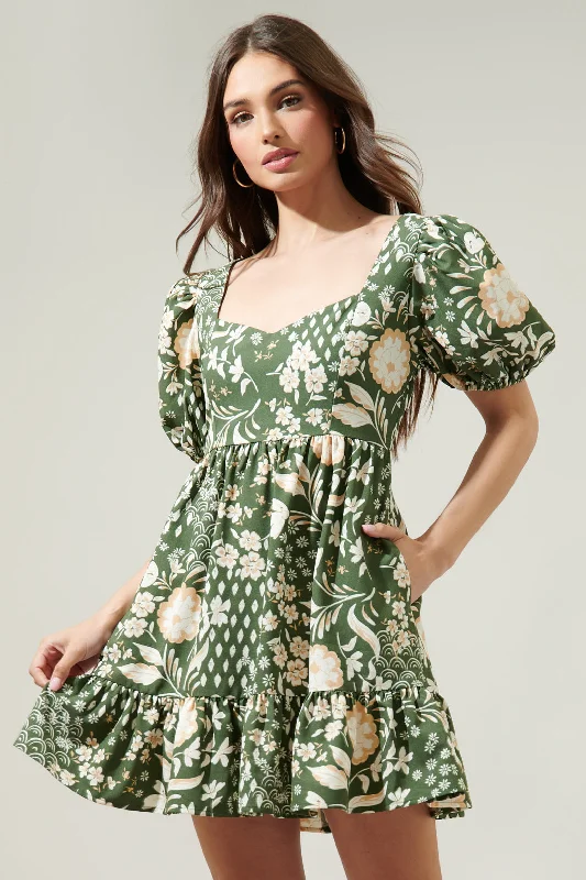 Workwear Fashion for Women Fernwood Floral Evy Sweetheart Mini Dress