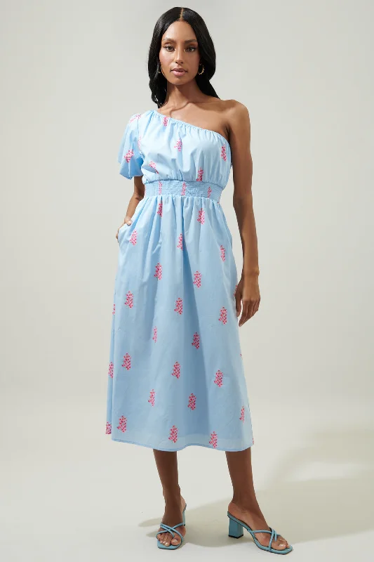 Women's Seasonal Clothes Gelato Floral Bridgette One Shoulder Midi Dress
