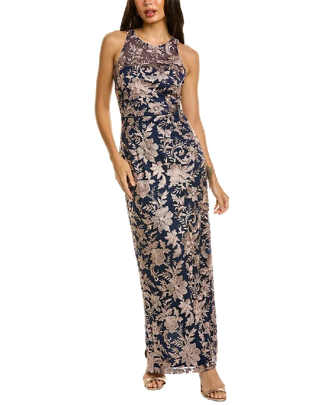 Women's Plus-Size Apparel JS Collections Embroidered Halter Gown